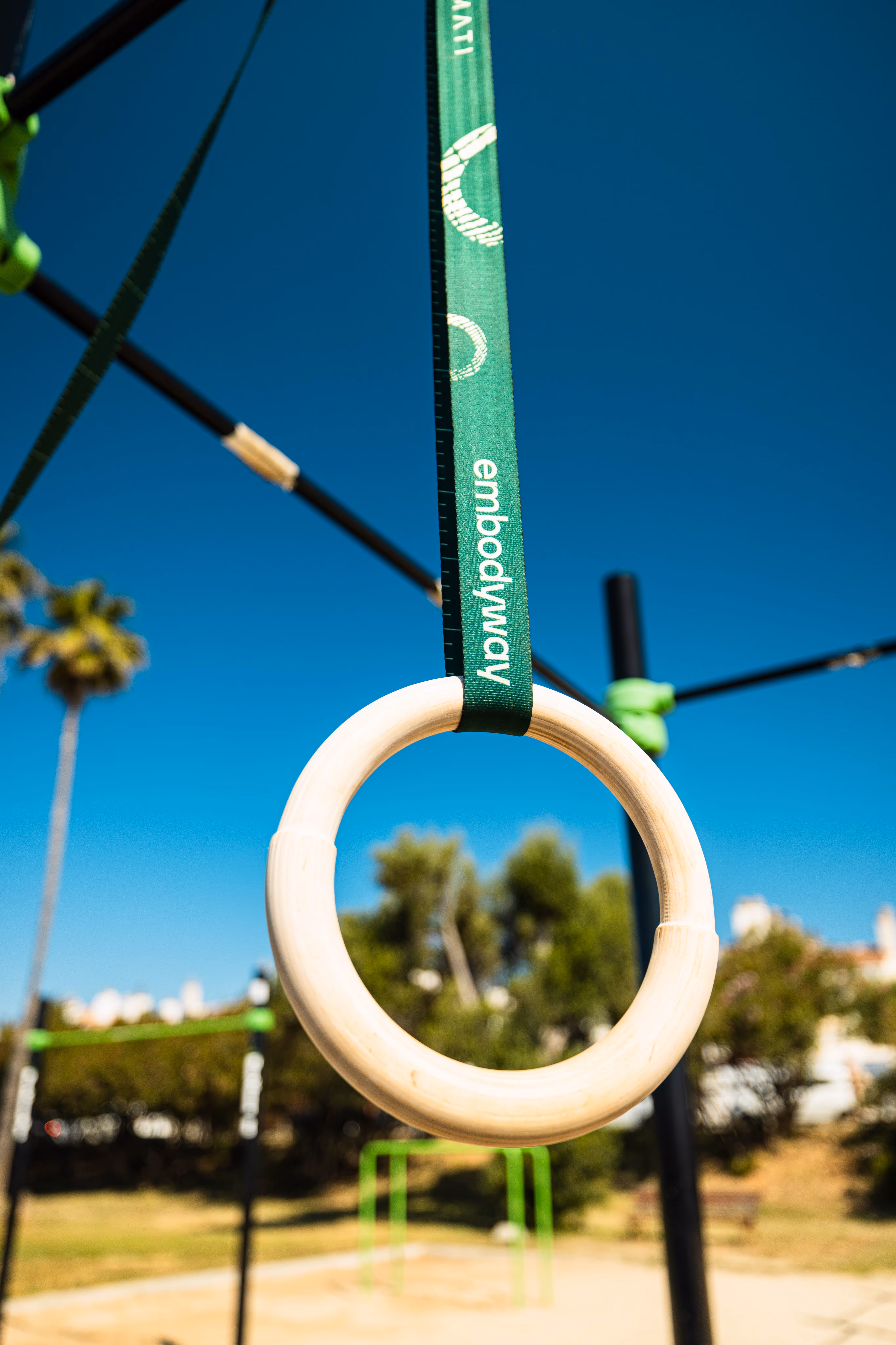 EmbodyWay Gymnastic Rings by Marmati, wooden rings with recycled rPET straps and fast-clip buckle system