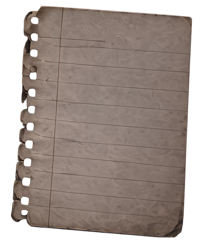 A crumpled and torn lined notebook paper sheet with holes on the left side.