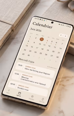 Nagome app - calendrier