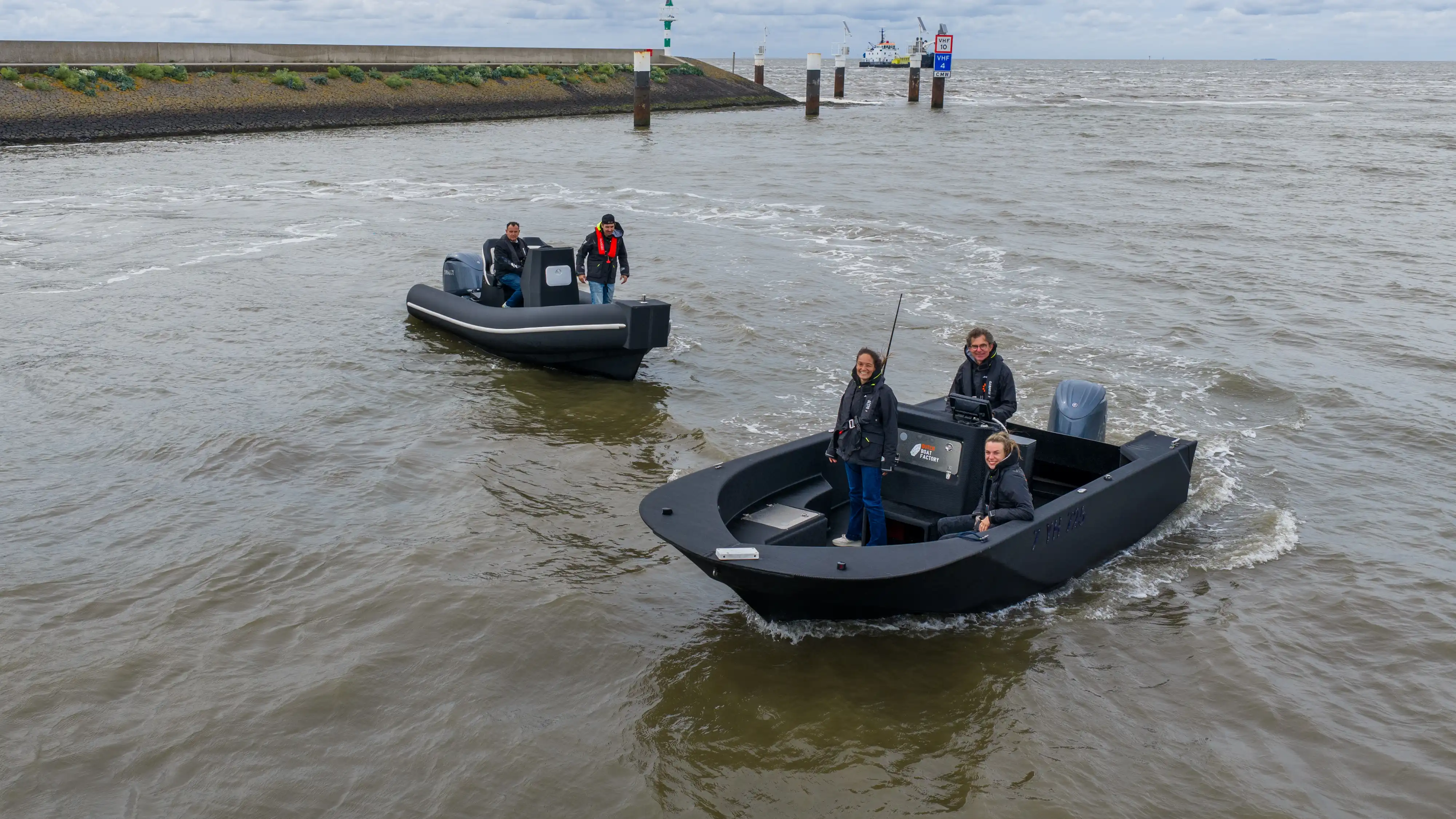 Close-up of black HDPro granulate, the thermoplastic used to 3D print the hulls