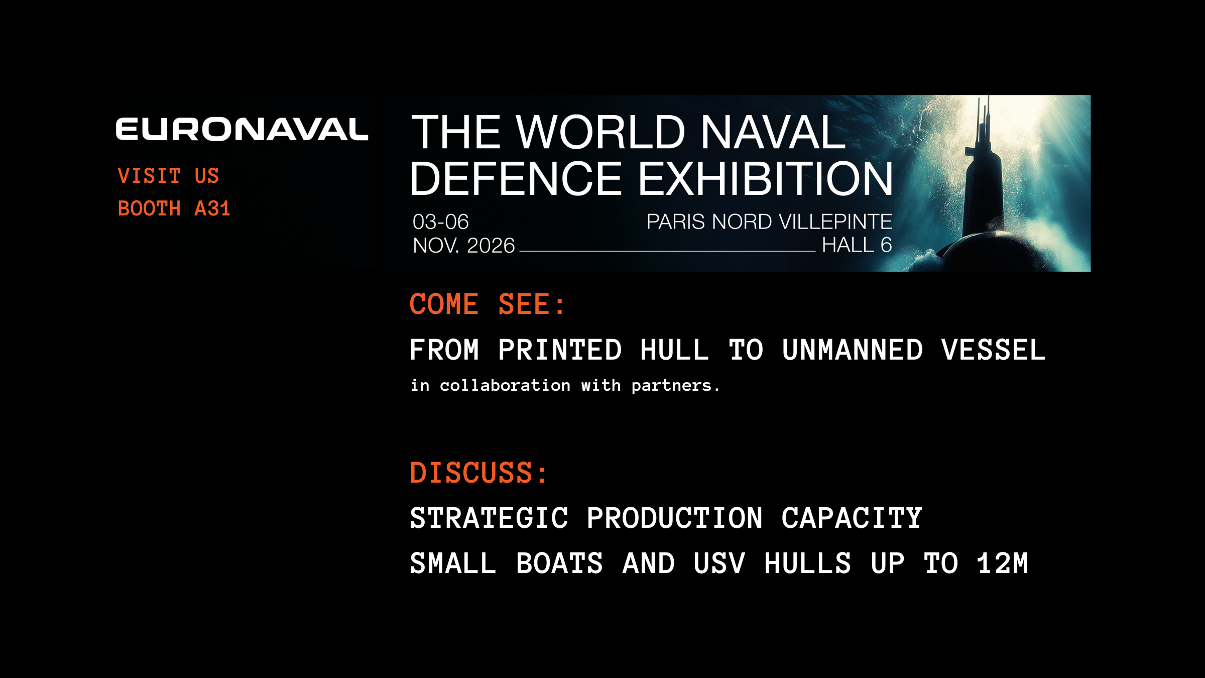 Dutch Boat Factory at Euronaval 2026, booth A31