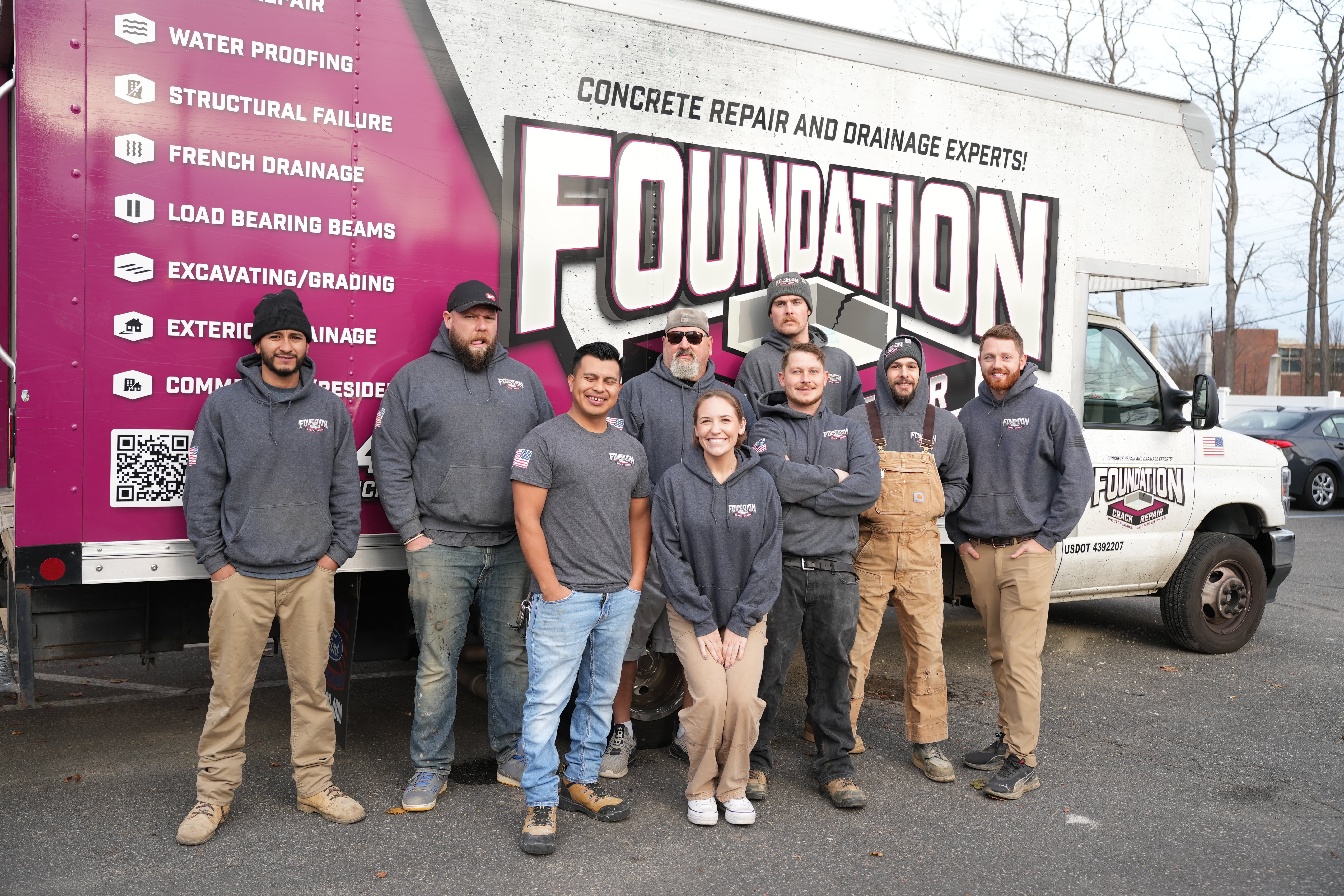 The Foundation Crack Repair LLC team and branded truck on Long Island