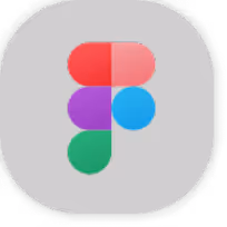 Figma logo with colored geometric shapes forming an 'F' on a gray rounded square background.