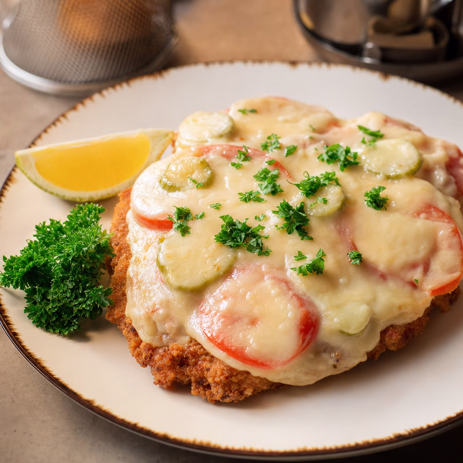 Goldbraun gebratenes Schweineschnitzel im Schnitzelhus Rotenburg