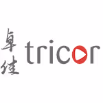 Logo featuring Asian characters and the word 'trico' with a red play button as the letter 'o'.