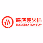 Haidilao Hot Pot logo with red Chinese characters and English text on white background.
