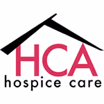 HCA Hospice Care logo with stylized roof design over the acronym HCA.
