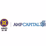 AIMS and AMP Capital logos side by side on a white background.
