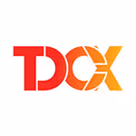 TDX logo with red, orange, and yellow gradient letters.