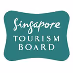 Singapore Tourism Board logo with stylized text inside a green irregular shape.