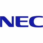 NEC company logo text in blue.