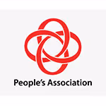 Red abstract intertwined loops forming a star above the text 'People’s Association'.