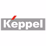 Keppel logo in white with a red accent on the letter K, on a gray rectangular background.