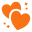 Orange heart shape formed with small dots on a transparent background.