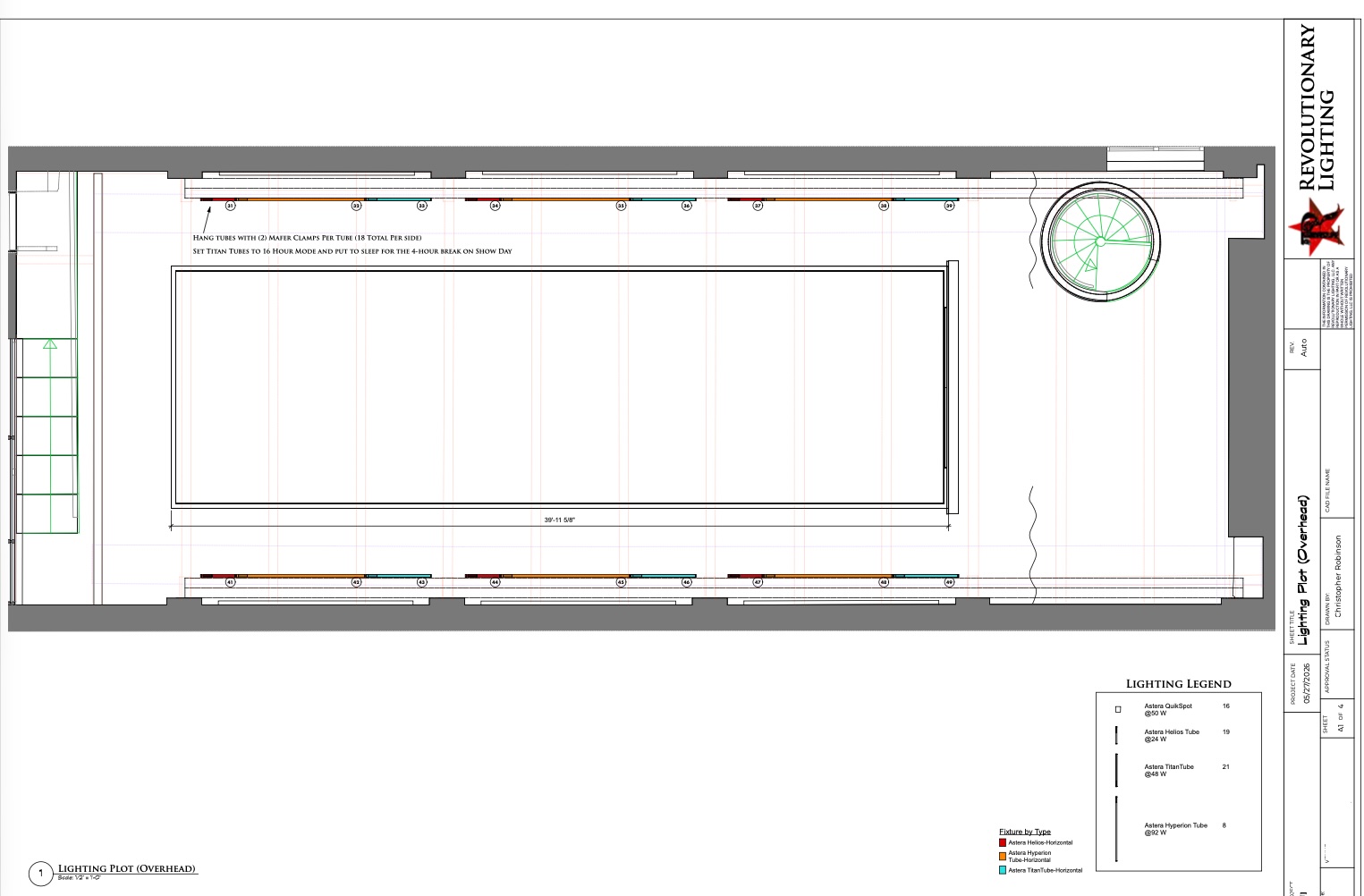 Lighting design rig and stage plot for a large-scale production.
