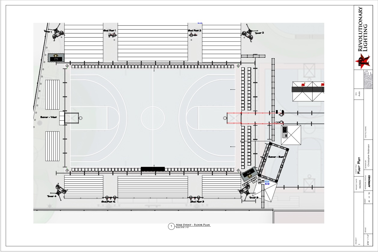 Technical direction floor plan for a large-scale event.