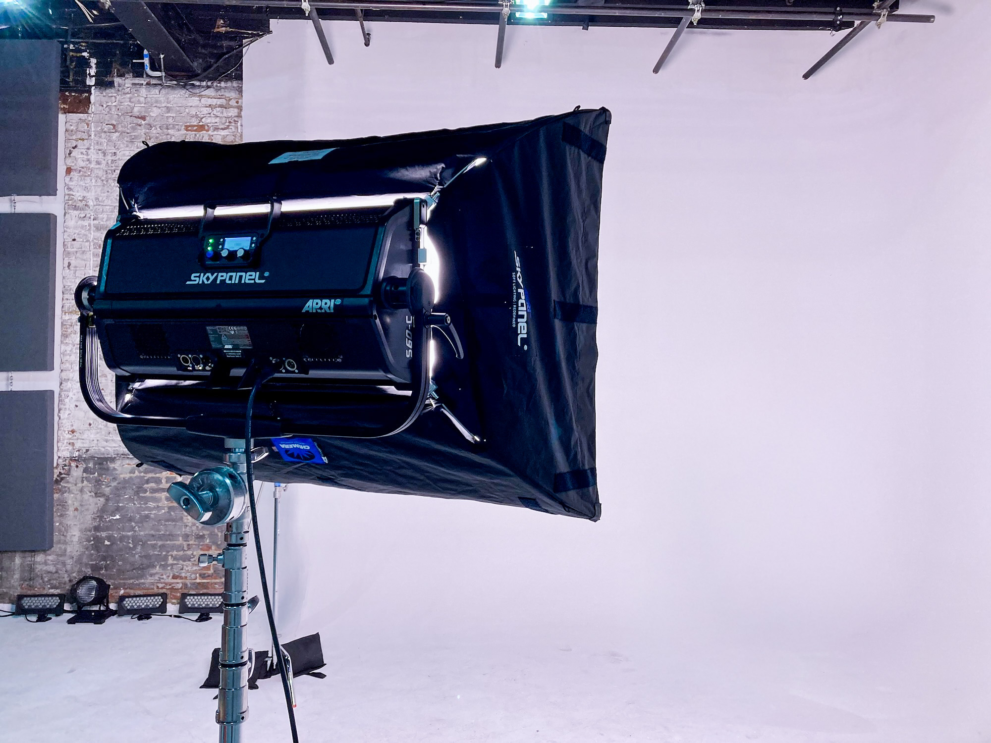 Professional stage lighting fixtures and production gear.