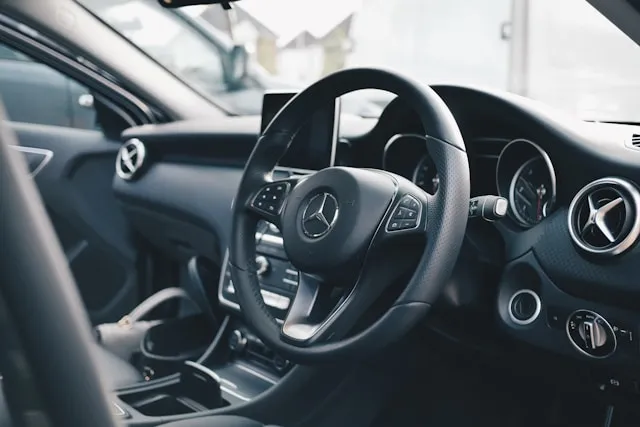 black mercedes benz car interior