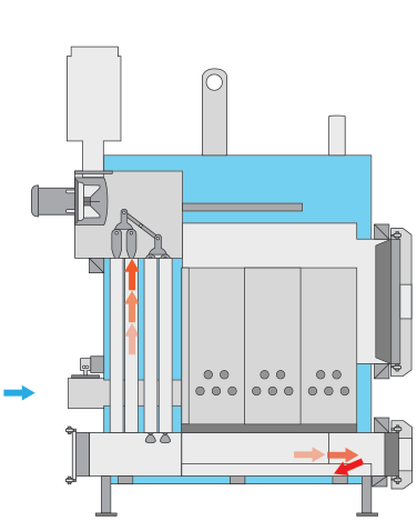 Animation showing the negative-pressure gasification process in the Pristine Series firebox