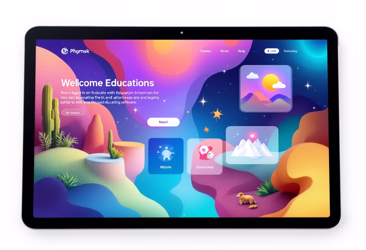 [interface] image of a computer showcasing educational software (for a edtech)