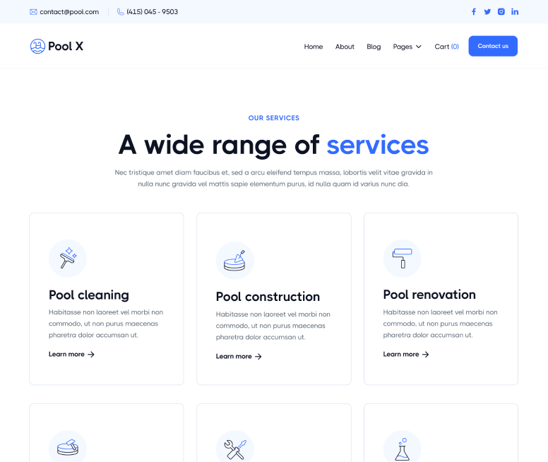 Pool X - Services Page - Pool Service Webflow Template