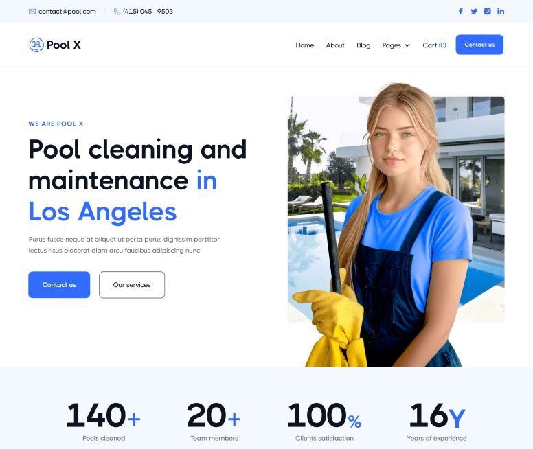 Pool X - Home V1 Page - Pool Service Webflow Template