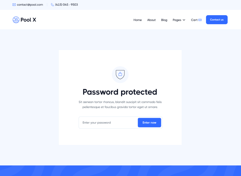 Pool X - Password Protected Page - Pool Service Webflow Template