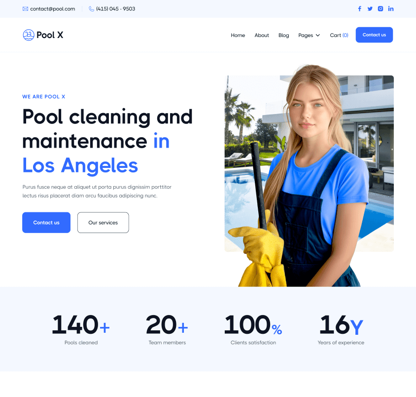Pool X - Home V1 Page - Pool Service Webflow Template