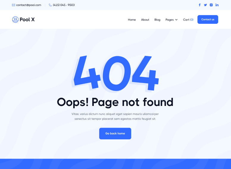 Pool X - 404 Not Found Page - Pool Service Webflow Template