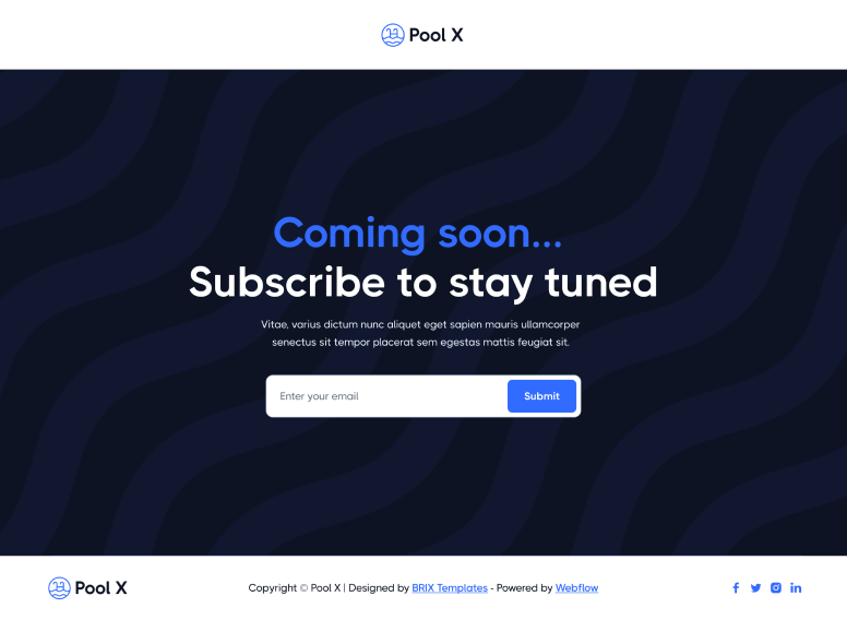 Pool X - Coming Soon Page - Pool Service Webflow Template