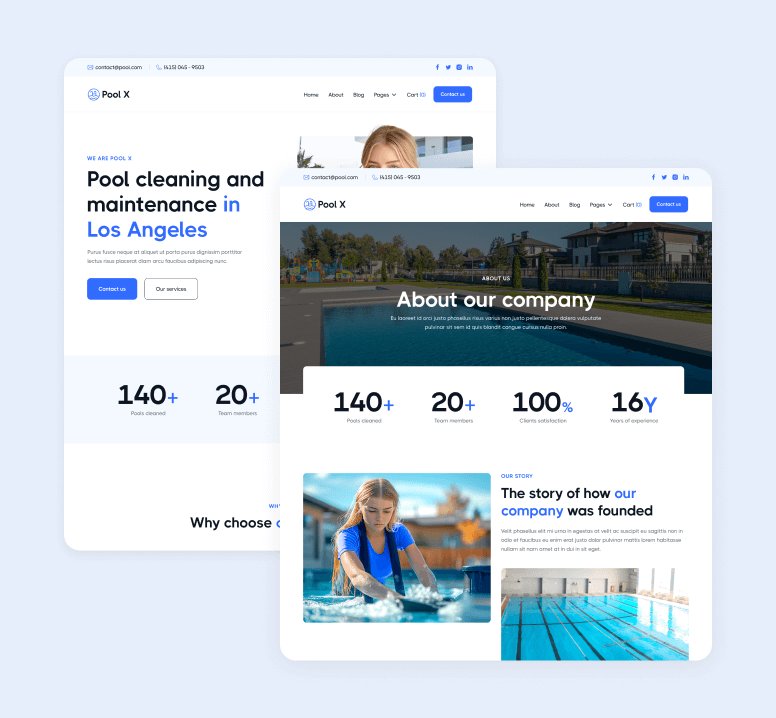 Pool X - 18 Pages - Pool Service Webflow Template