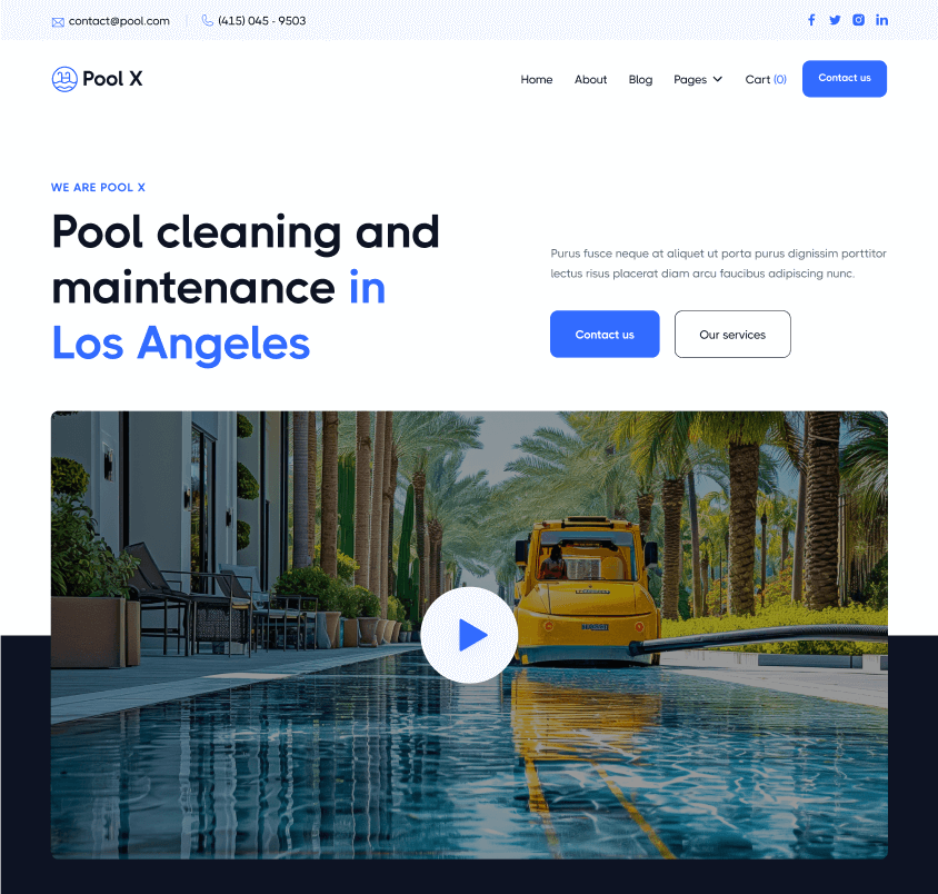 Pool X - Home V2 Page - Pool Service Webflow Template