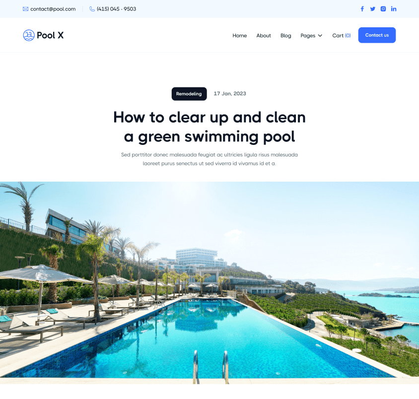 Pool X - Blog Post Page - Pool Service Webflow Template