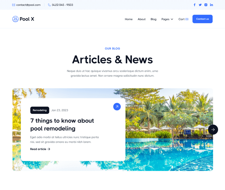 Pool X - Blog V3 Page - Pool Service Webflow Template
