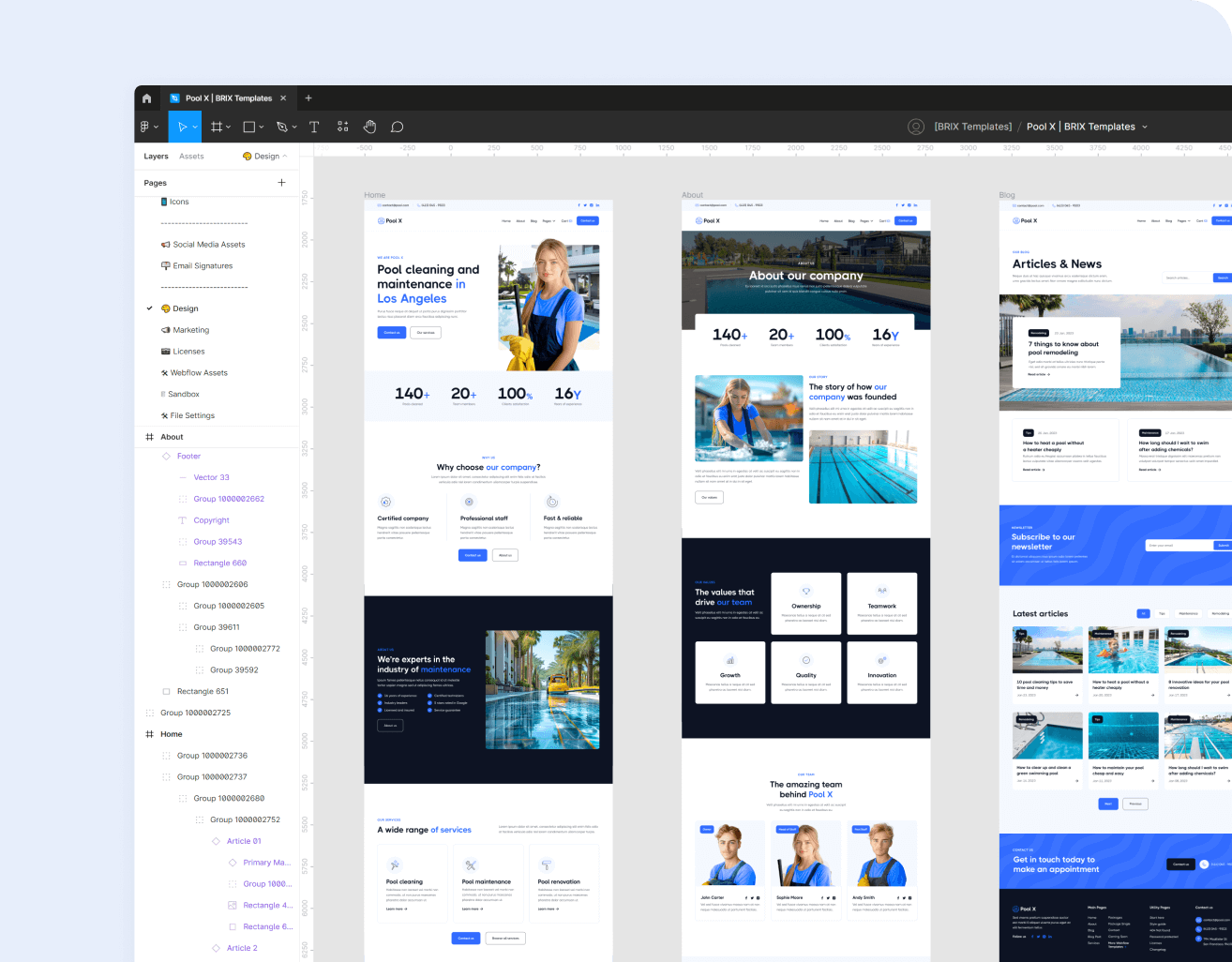 Pool X - Figma File Included - Pool Service Webflow Template
