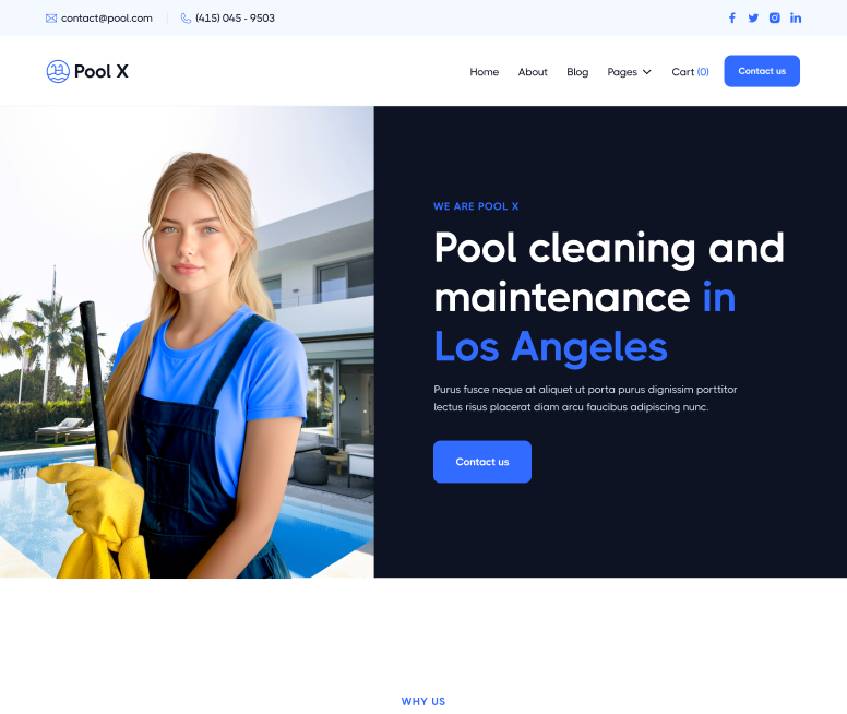 Pool X - Home V3 Page - Pool Service Webflow Template