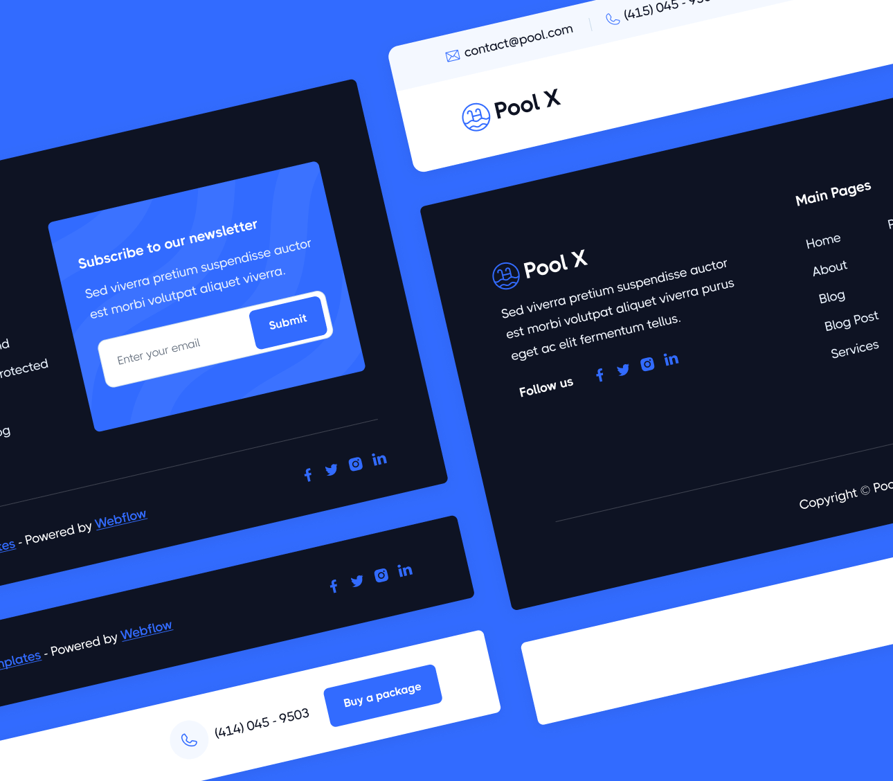Pool X - Header And Footers - Pool Service Webflow Template