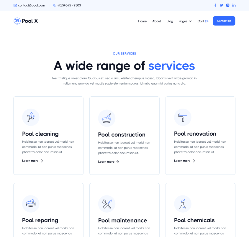 Pool X - Services Page - Pool Service Webflow Template