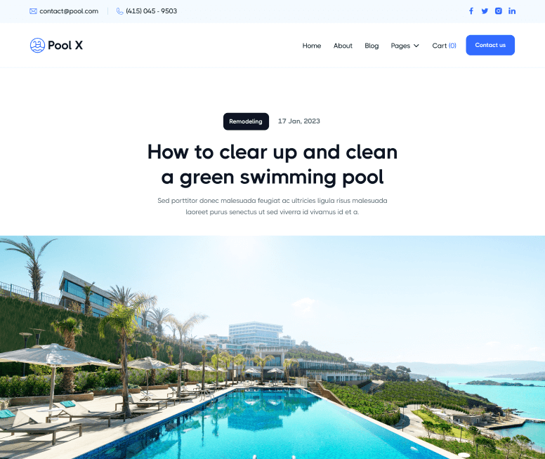 Pool X - Blog Post Page - Pool Service Webflow Template