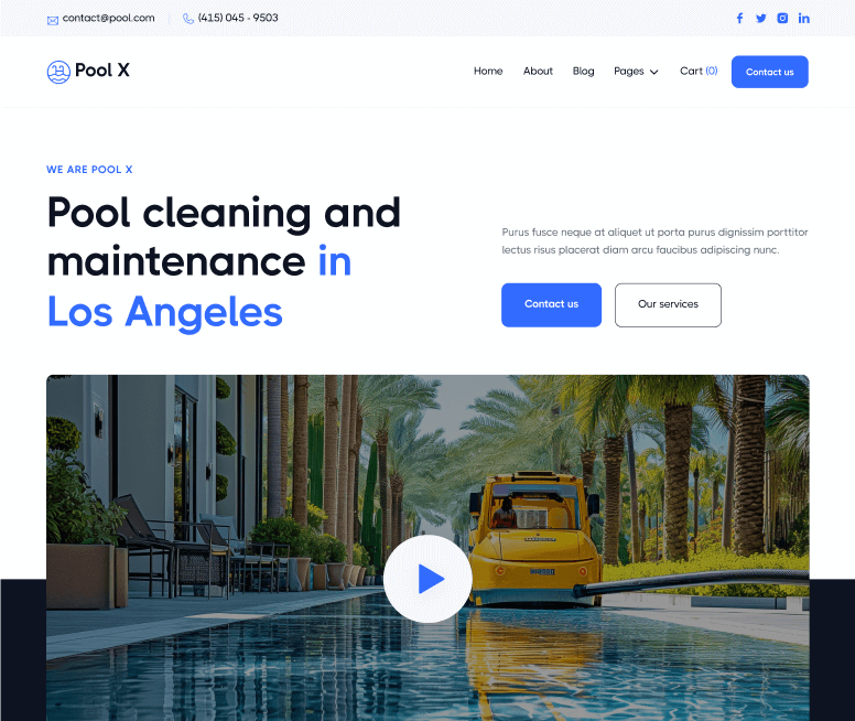 Pool X - Home V2 Page - Pool Service Webflow Template