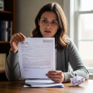 Tax professional reviewing paperwork