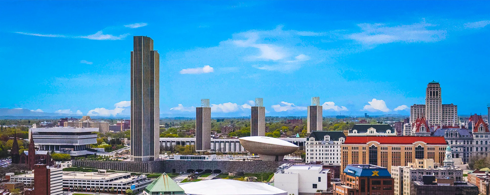 Albany, New York skyline along the Hudson River