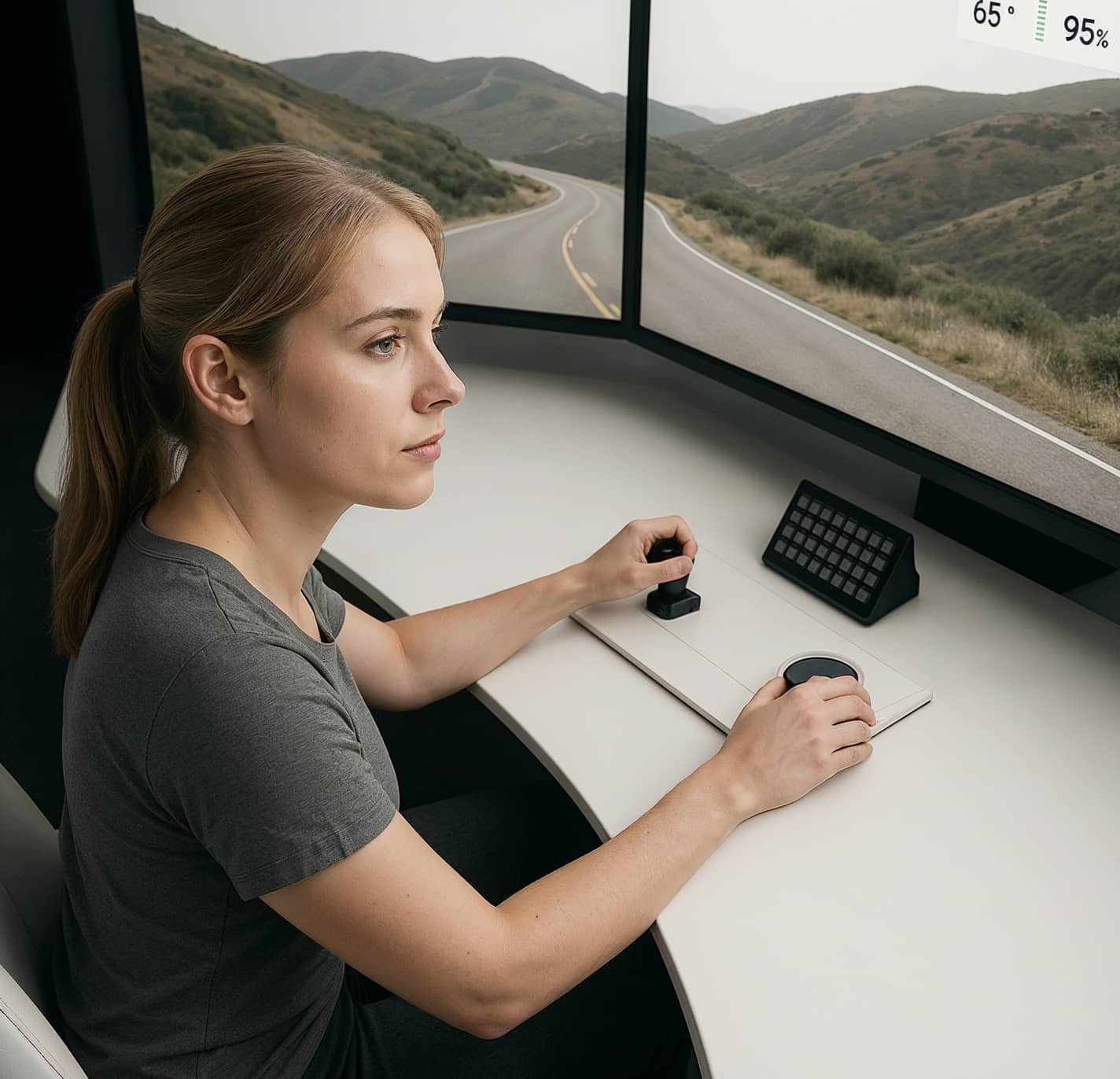 Woman Controlling Vehicle Remotely - Neuralflow Webflow Template | BRIX Template