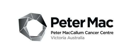 Logo of Peter MacCallum Cancer Centre with geometric shape on left and text 'Peter Mac', 'Peter MacCallum Cancer Centre', 'Victoria Australia' on the right.