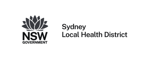 Logo of NSW Government with a stylized lotus flower symbol, followed by the text 'Sydney Local Health District'.