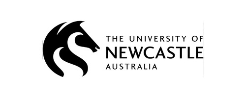 Logo of The University of Newcastle Australia featuring a stylized horse head emblem to the left of the text.