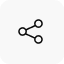Simple network icon with three connected nodes represented by circles and lines on a white background.