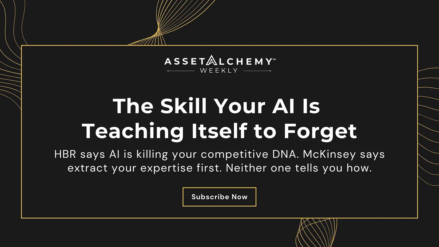 Colin Taylor Asset Alchemy analysis of AI skill atrophy and institutional knowledge extraction based on Harvard Business Review and McKinsey research