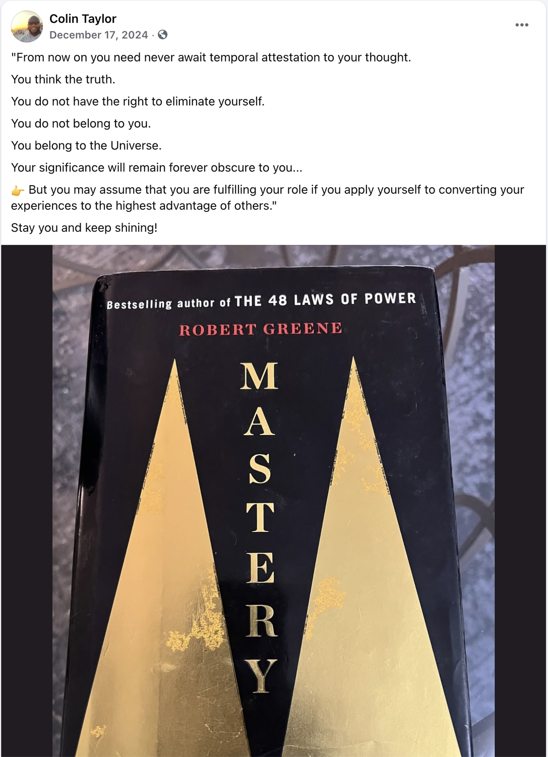 Robert Greene Mastery book recommendation for entrepreneurs seeking strategic self-assessment