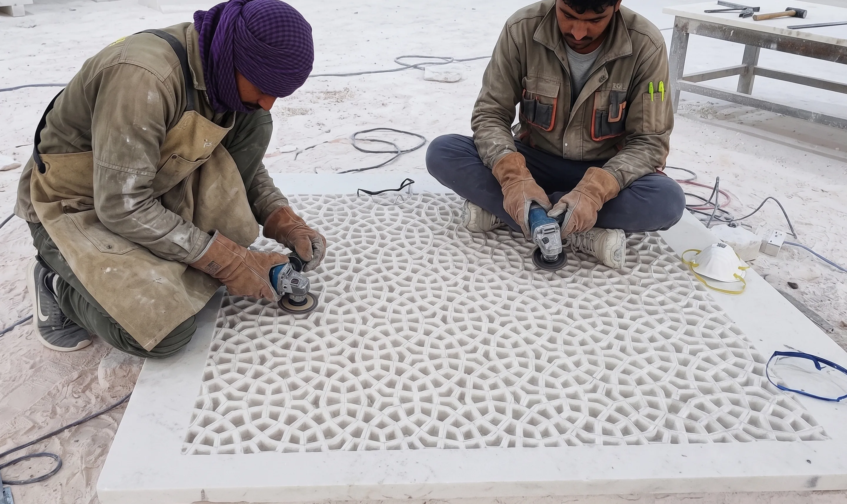 The Plaza Residence in New York with a carved marble jali screen